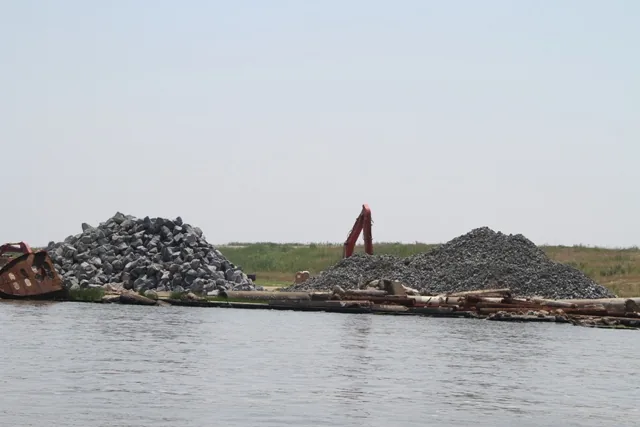 Shoreline protection works under construction